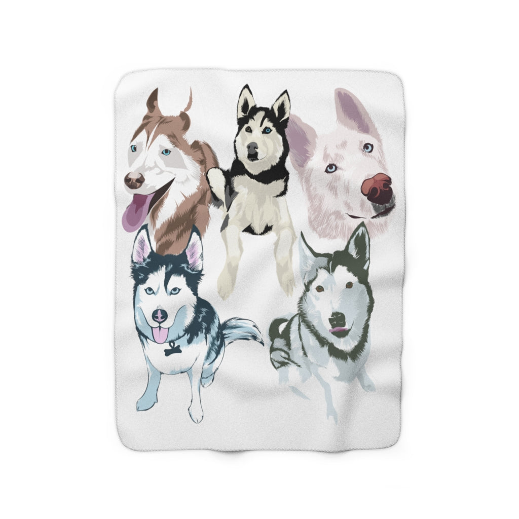 Siberian Husky Pack-Sherpa Fleece Blanket