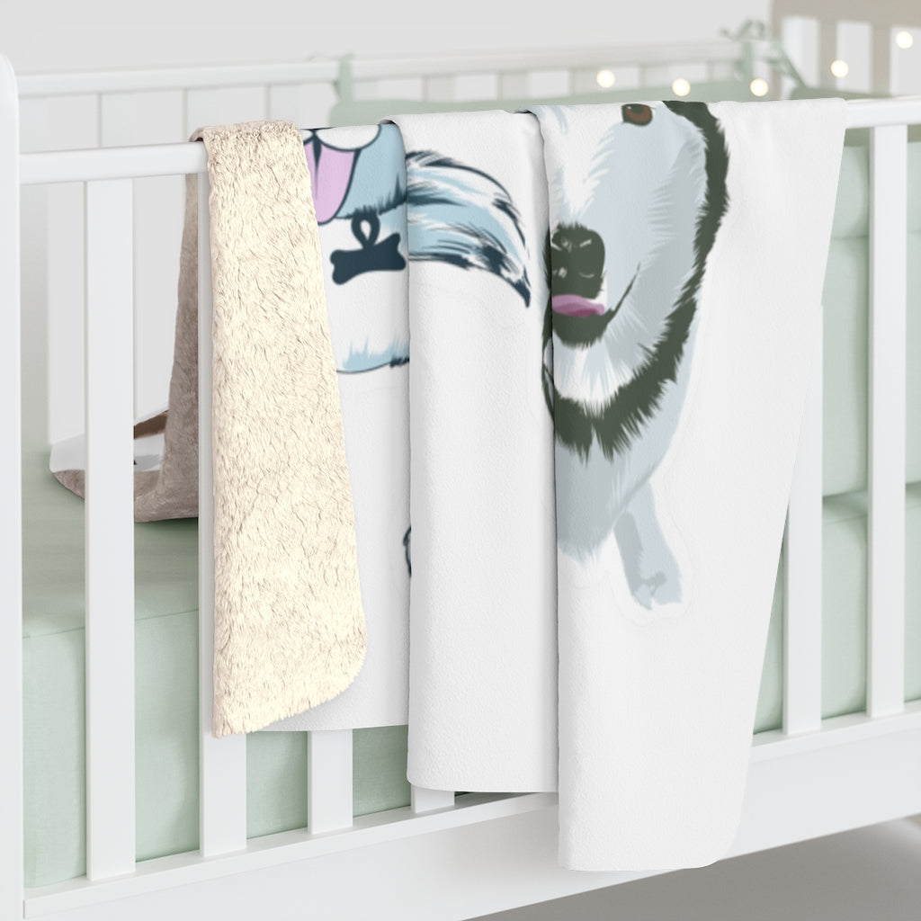 Siberian Husky Pack-Sherpa Fleece Blanket