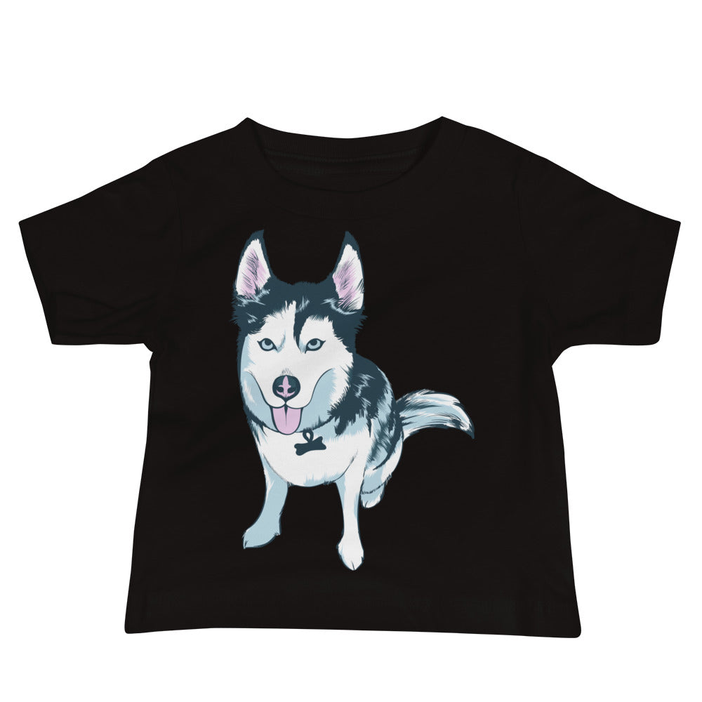 Baby Jersey Short Sleeve Tee- Aqua the Husky