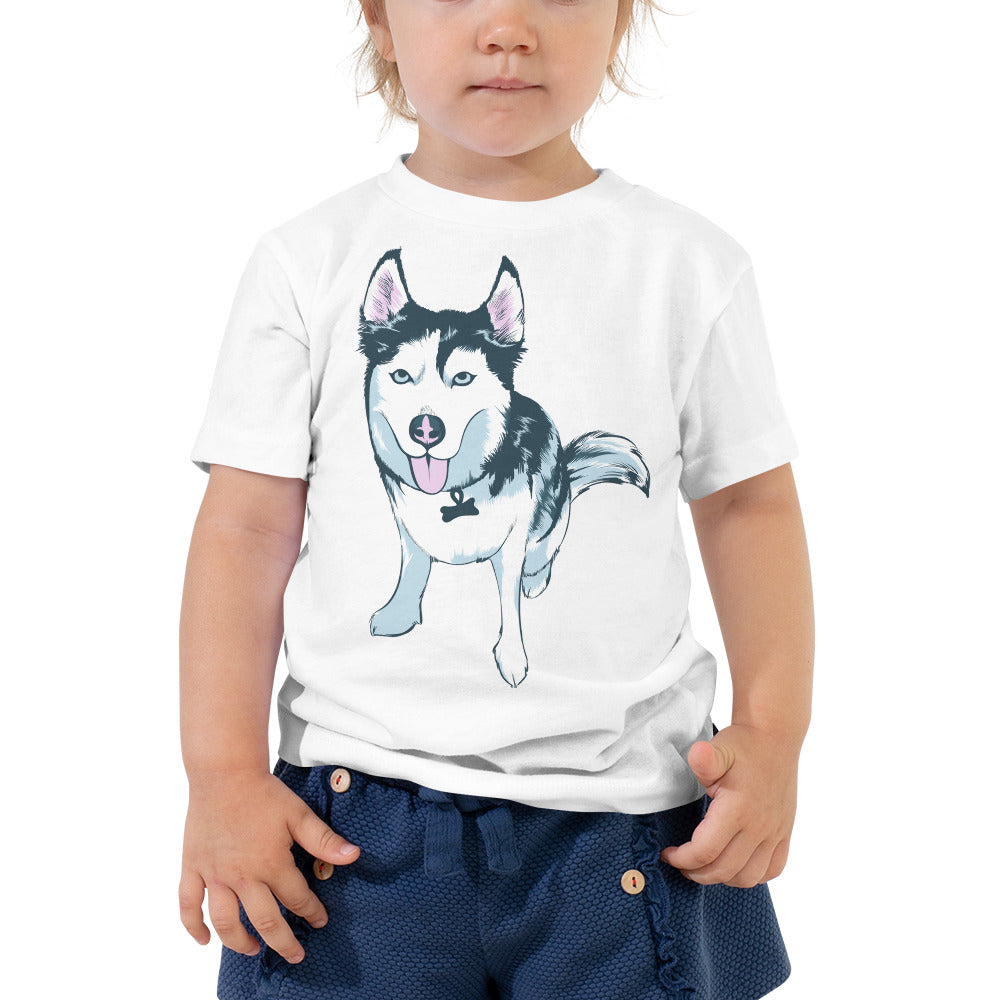 Toddler Short Sleeve Tee- Aqua the Husky