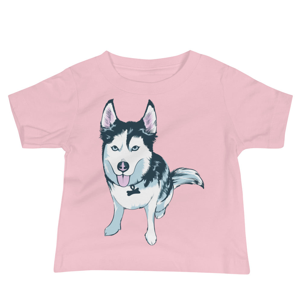 Baby Jersey Short Sleeve Tee- Aqua the Husky