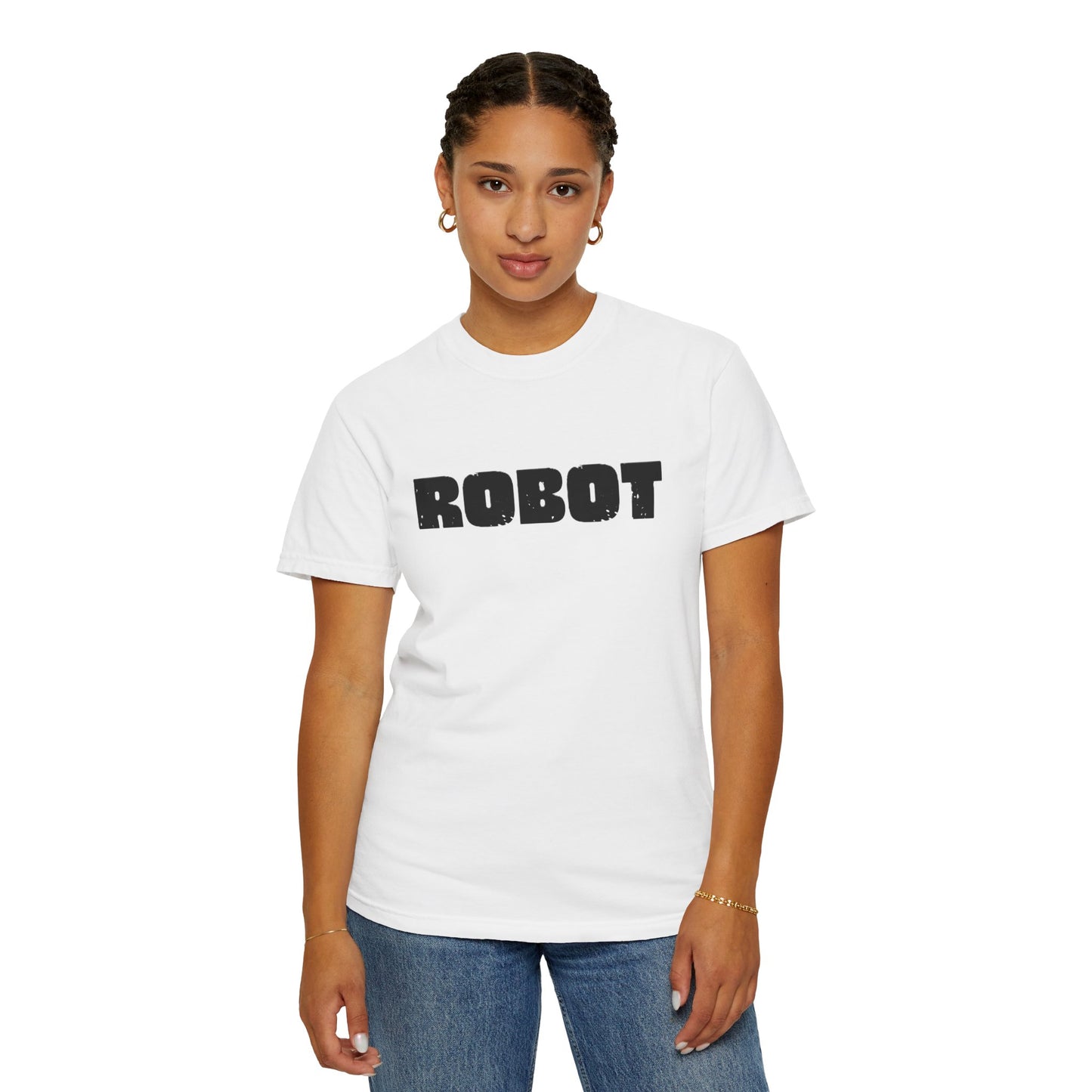 Robot (front) / Human (back) T-Shirt — Novelty Sci‑Fi Graphic Tee
