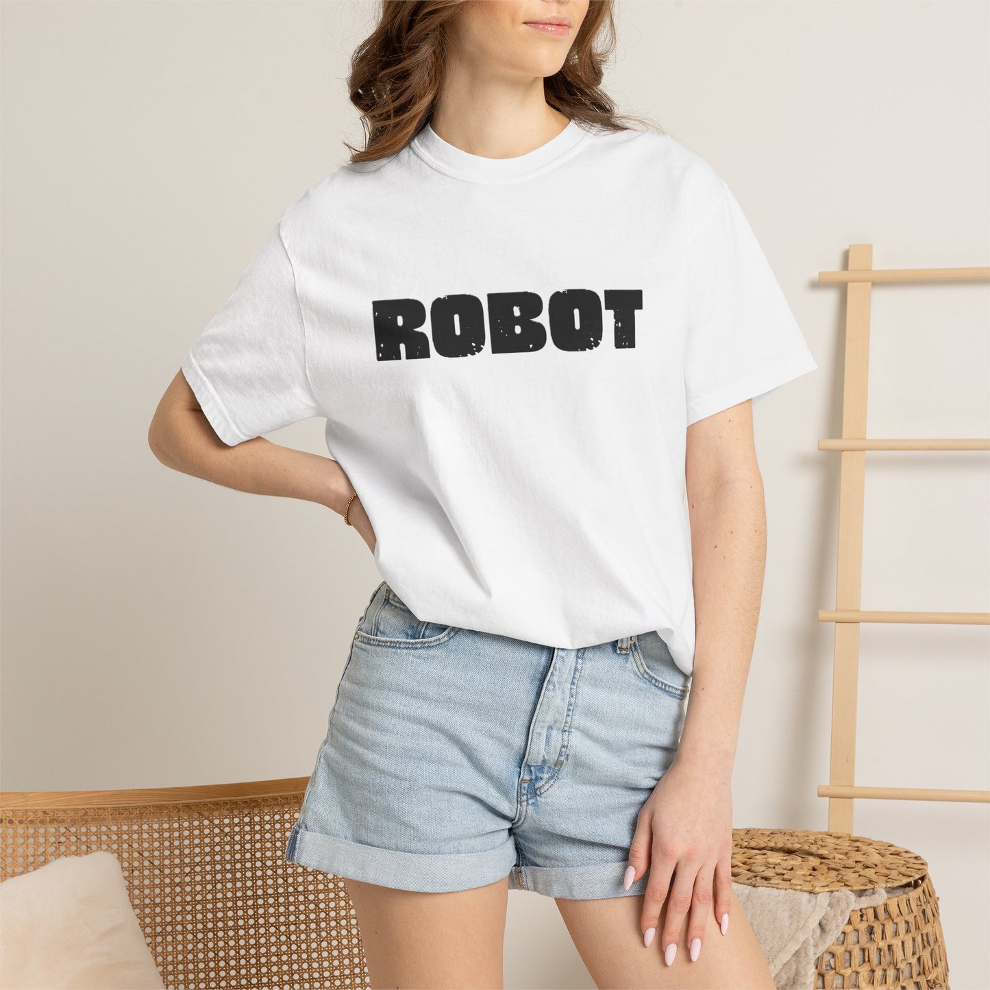 Robot (front) / Human (back) T-Shirt — Novelty Sci‑Fi Graphic Tee