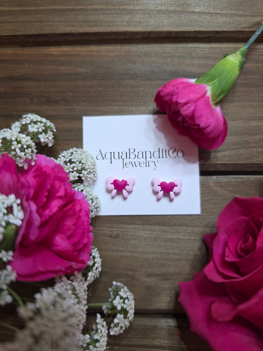 heart bow studs