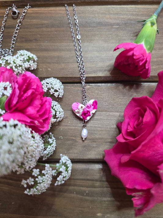 Floral heart necklace