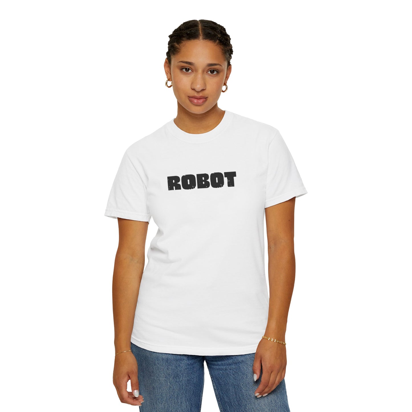 Robot (front) / Human (back) T-Shirt — Novelty Sci‑Fi Graphic Tee