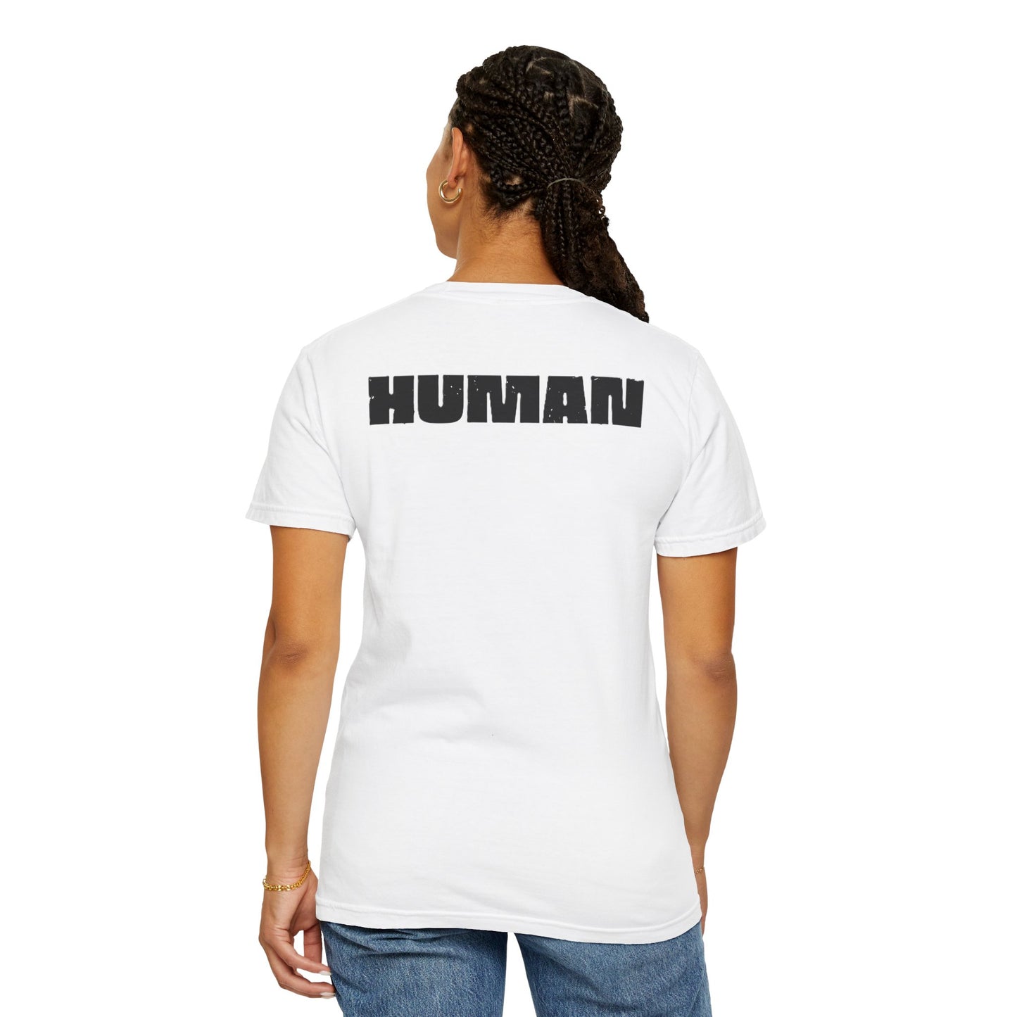 Robot (front) / Human (back) T-Shirt — Novelty Sci‑Fi Graphic Tee