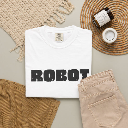 Robot (front) / Human (back) T-Shirt — Novelty Sci‑Fi Graphic Tee