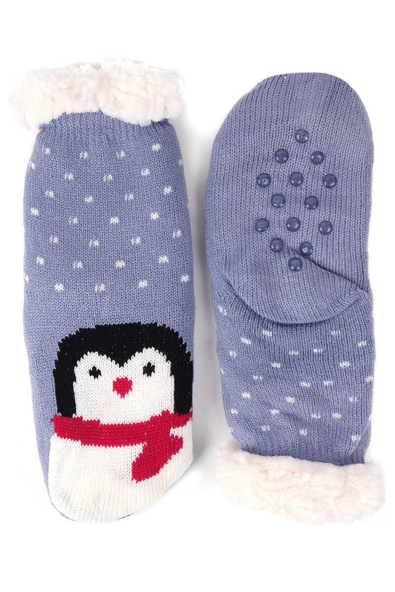 GIRLS PENGUIN SHERPA SOCKS