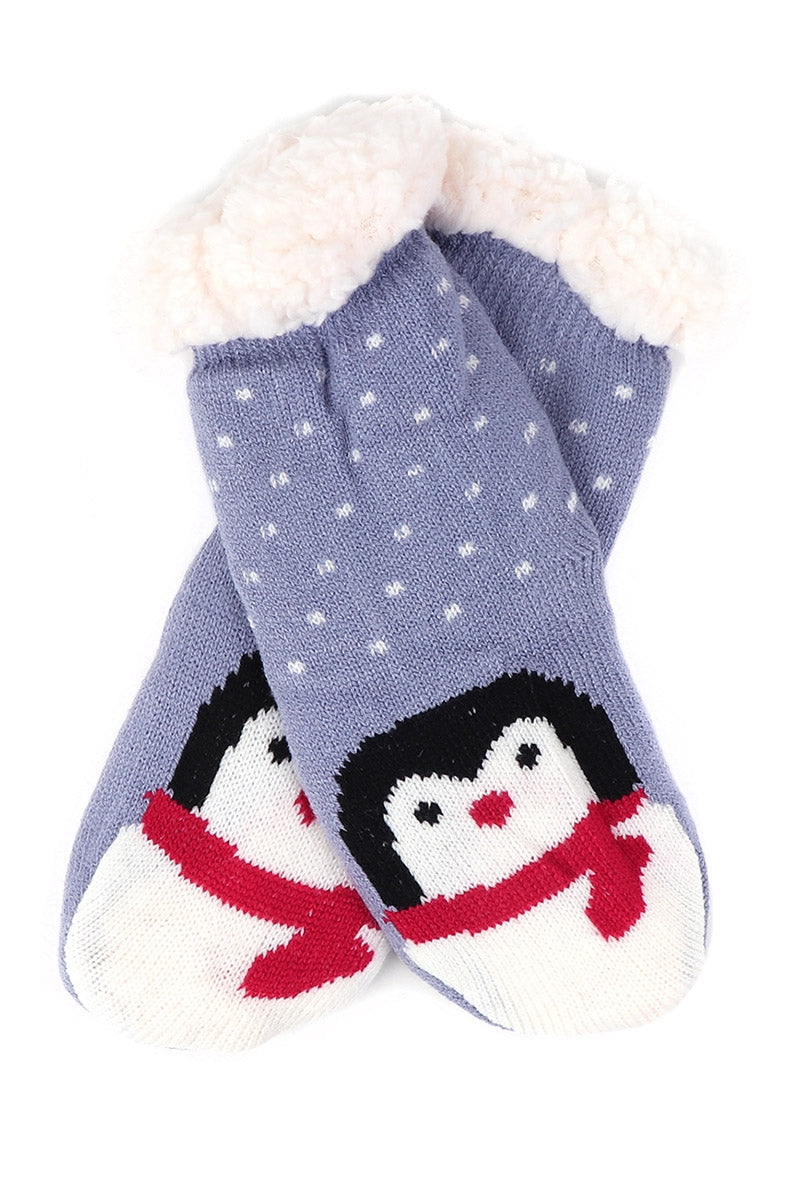 GIRLS PENGUIN SHERPA SOCKS