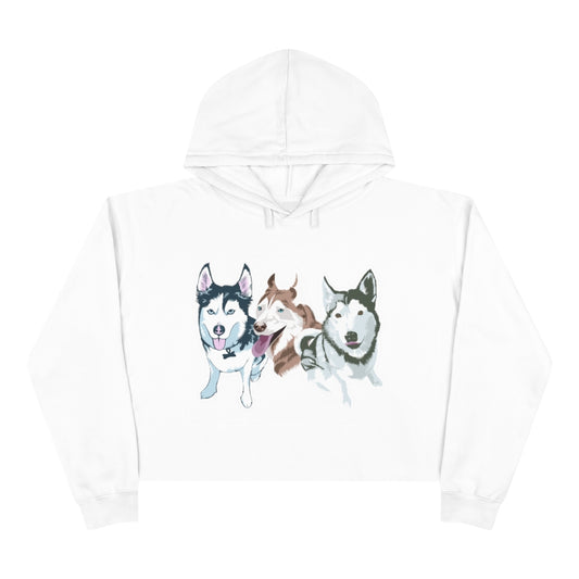3 Huskies Crop Hoodie