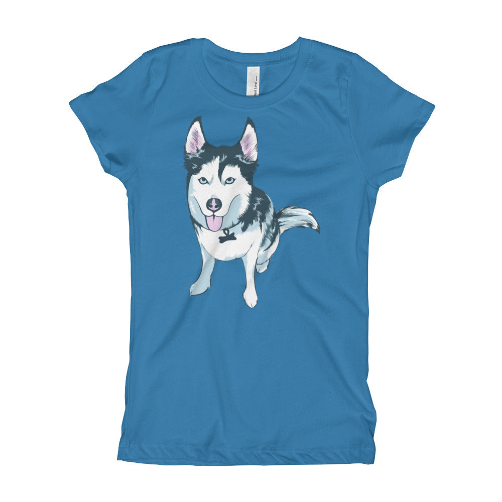 Girl's T-Shirt- Aqua the Husky
