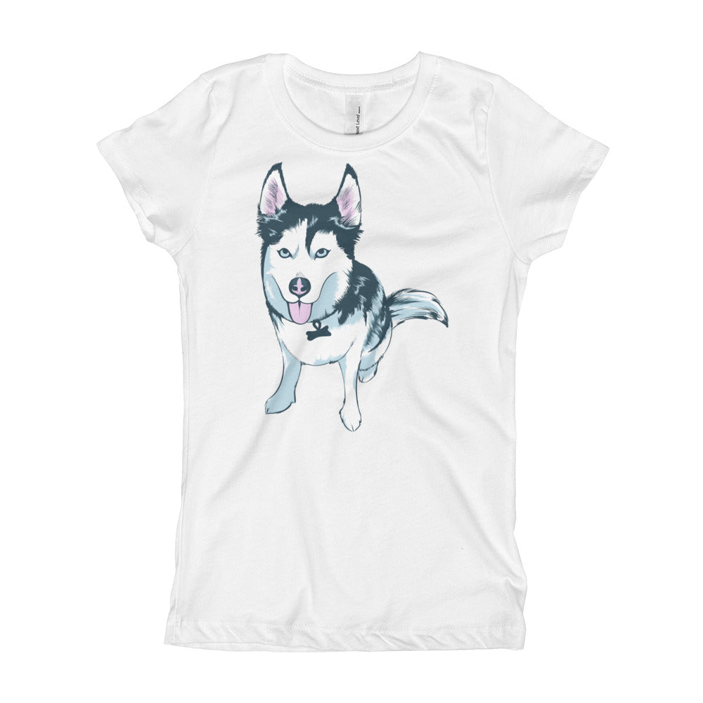 Girl's T-Shirt- Aqua the Husky
