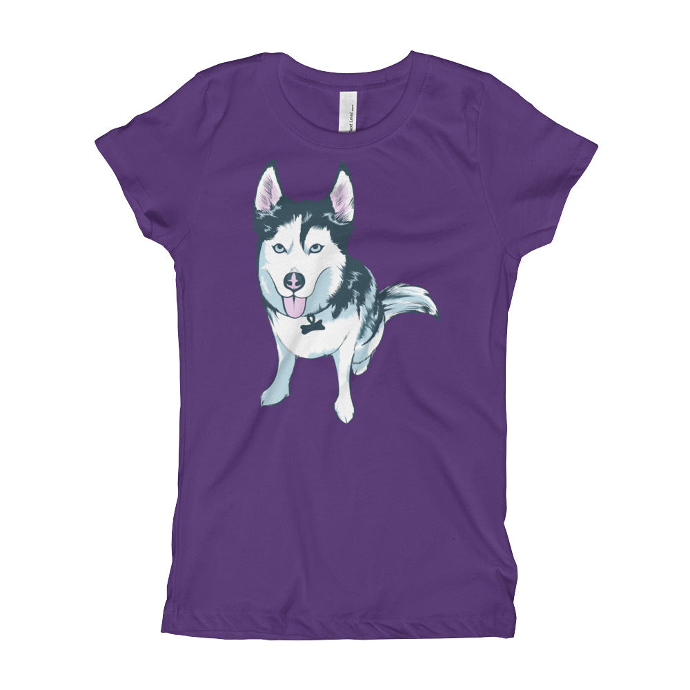 Girl's T-Shirt- Aqua the Husky