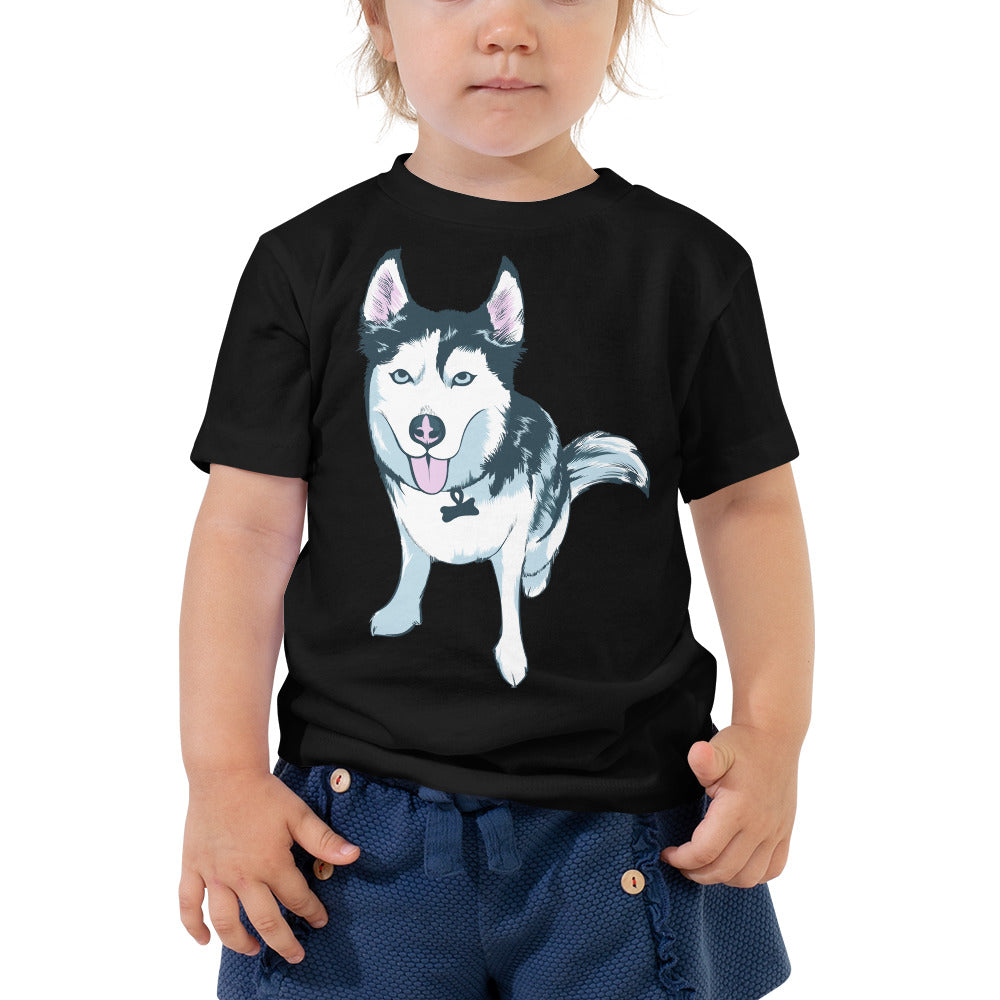 Toddler Short Sleeve Tee- Aqua the Husky