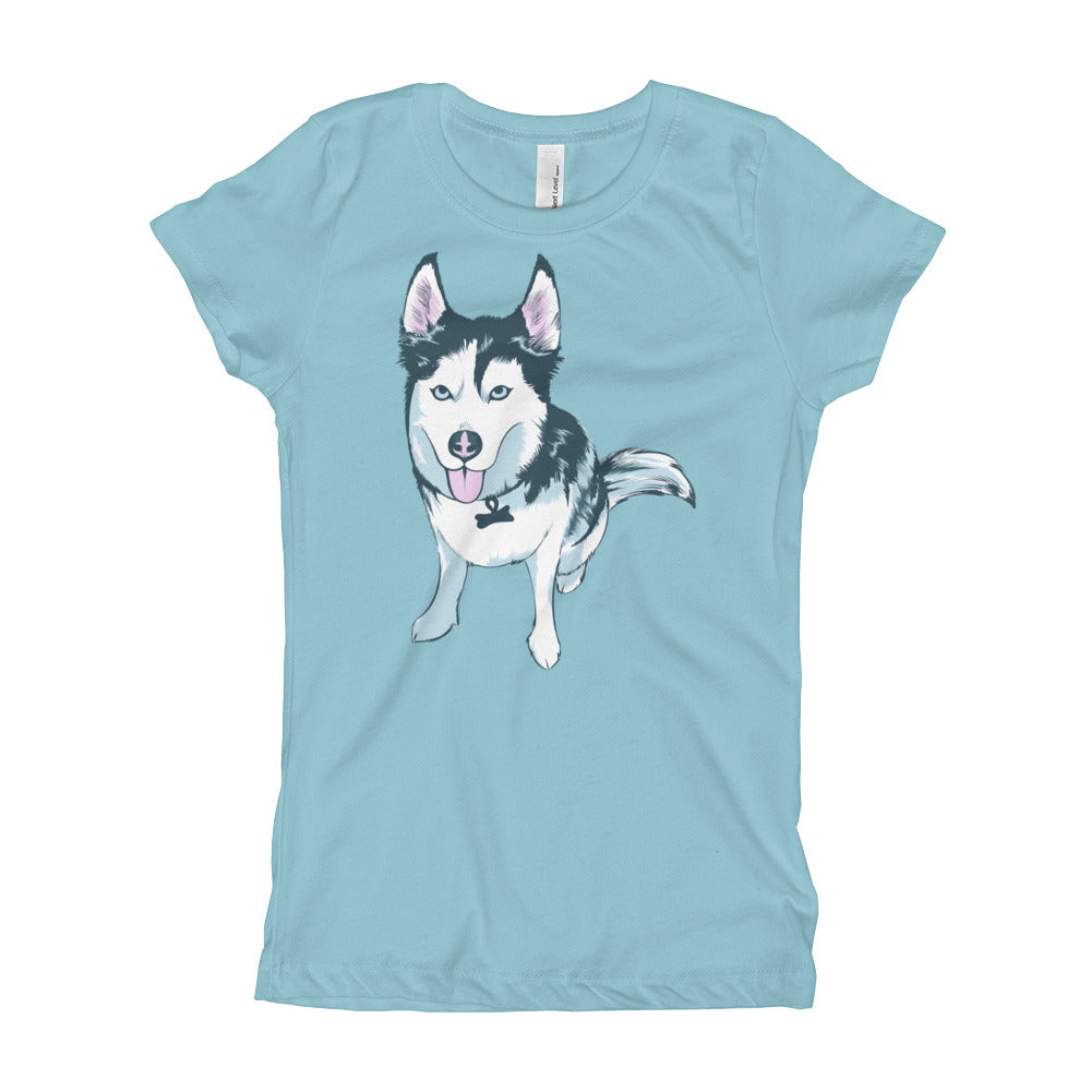 Girl's T-Shirt- Aqua the Husky