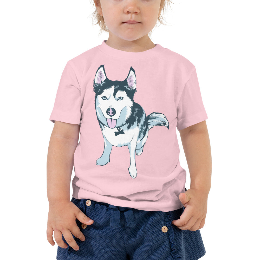 Toddler Short Sleeve Tee- Aqua the Husky