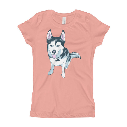 Girl's T-Shirt- Aqua the Husky