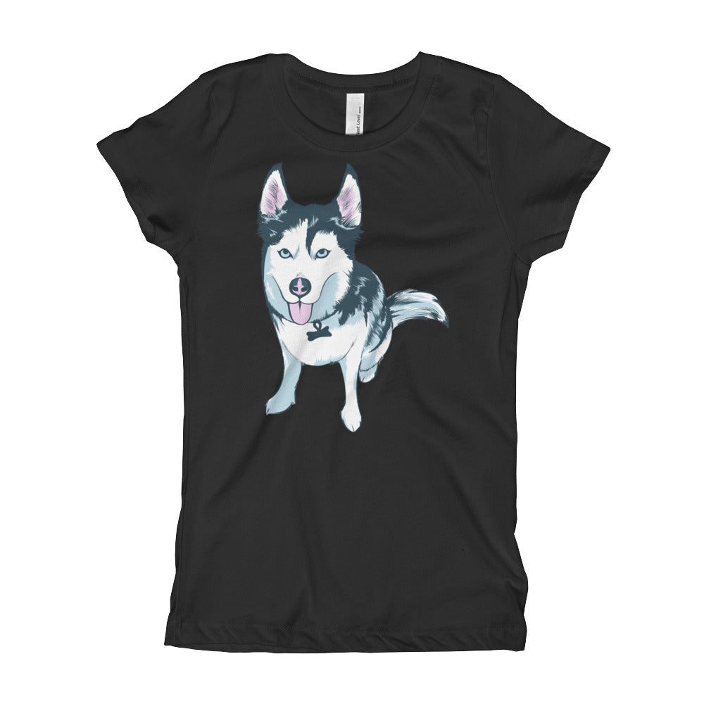 Girl's T-Shirt- Aqua the Husky