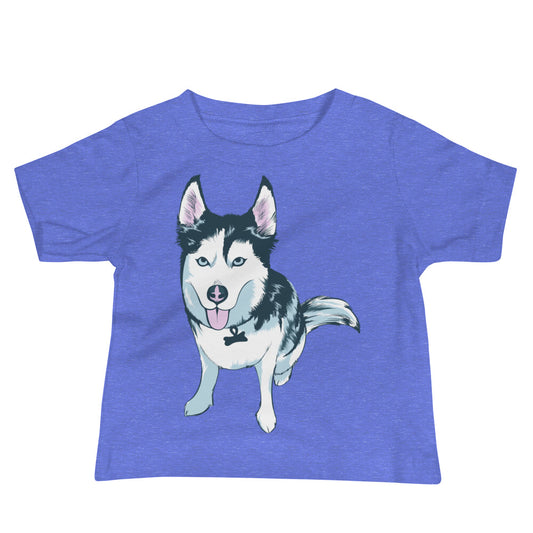 Baby Jersey Short Sleeve Tee- Aqua the Husky