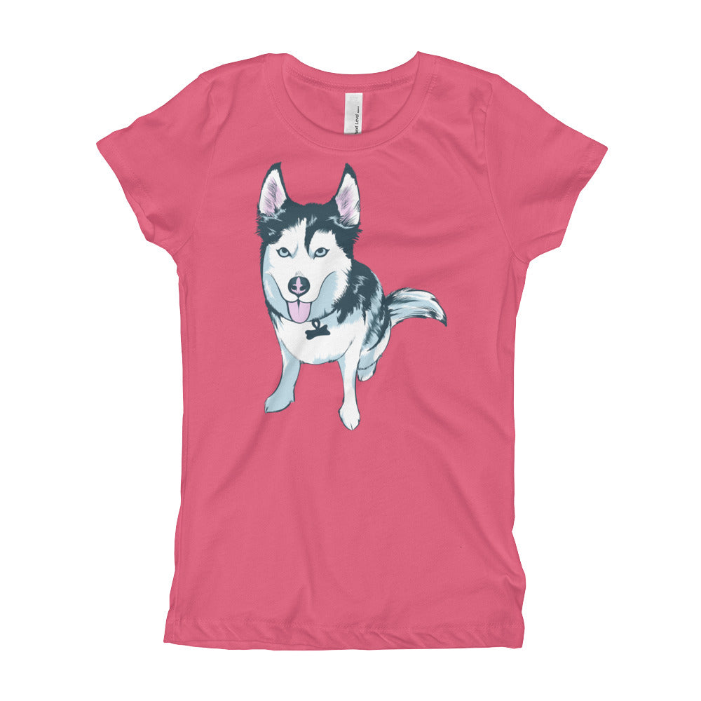 Girl's T-Shirt- Aqua the Husky